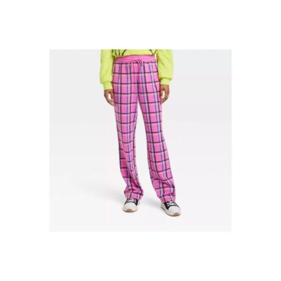 Zoe + Liv Pink Plaid Wide Leg Pants Size Medium - Picture 1 of 4